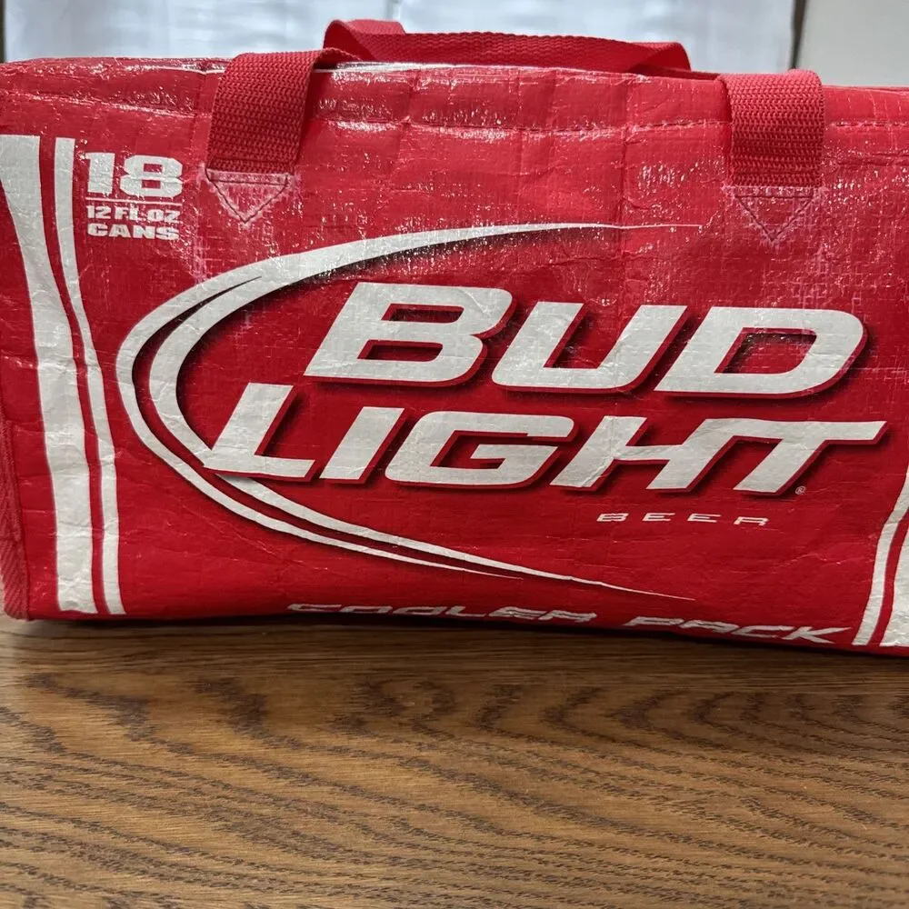 BUD LIGHT 18 Can Beer Cooler Pack Tote Lined Bag Bud Light RED 2009 no tags